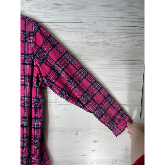 Time And Tru Shirt Womens 3XL Pink Plaid Fleece Button Front Flannel Top - Picture 3 of 10